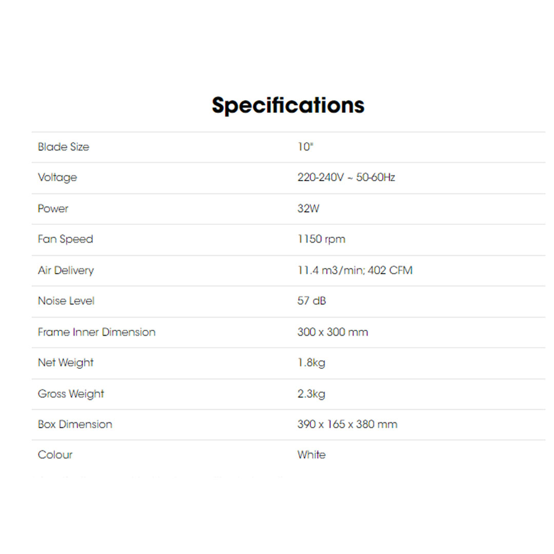 KHIND 10" Exhaust Fan EF1001 | Built-in Safety Thermal Fuse | Back-Flow Louvres | Built-in Oil Receptable-Detachable For Cleaning | Exhaust Fan with 1 Year General Warranty & 3 Years Motor Warranty