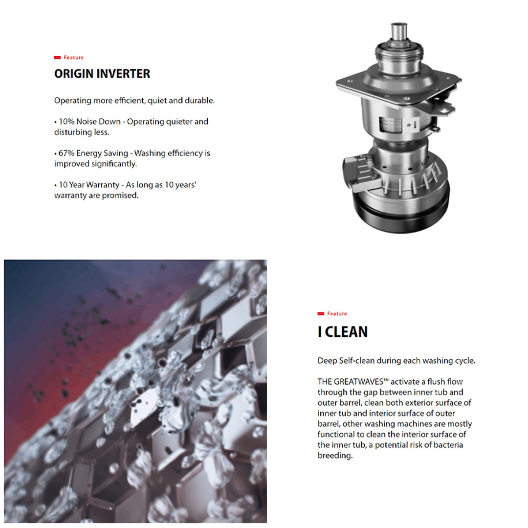 TOSHIBA 13KG Top Load UFB GREATWAVES Origin Inverter AW-DUM1400LM | Origin Inverter | I Clean | Easy Kit | Multi Programs | No Angular Design | Soft Close Lid | Child Lock | Tub Clean | DD Washer with 2 Year General & 3 Year Panel & 10 Year Motor Warranty