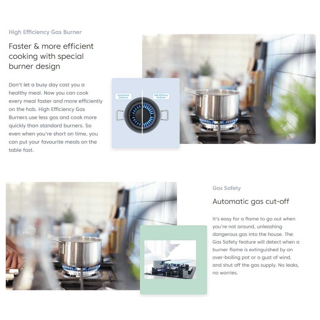 Beko 2 Burners Built-In Hob HIEW 72242 SOB | Automatic Gas Cut-off | Cast-iron Pan Support | Integrated Ignition | Built-In Hob with 2 Years Warranty