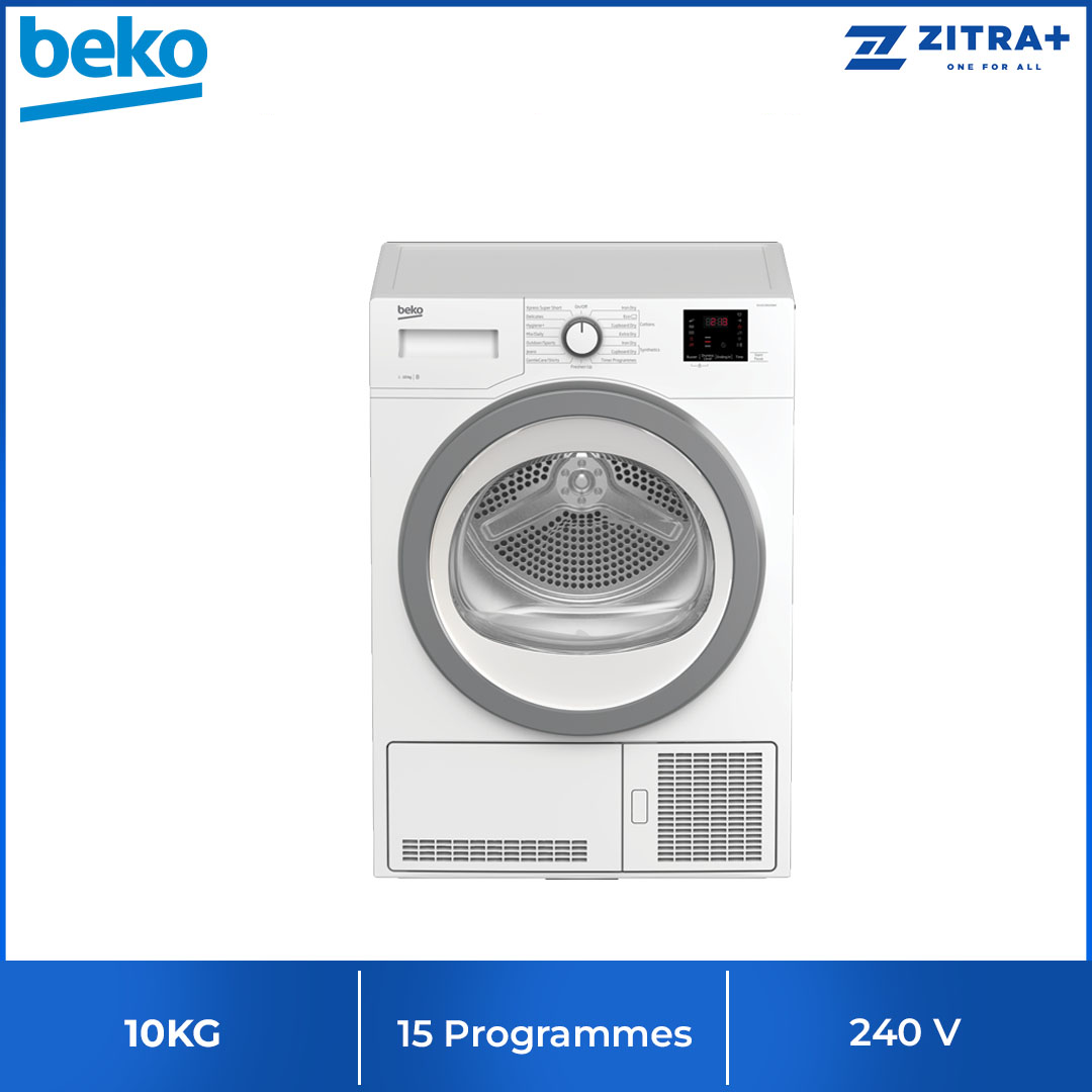 Beko 10KG Condenser Tumble Dryer DU10134GX0WS | 15 Programs | Xpress Super Short 14 min Programme | Flexible Time Delay Function | Condenser Cleaning Indicator | Dryer with 2 Years General Warranty & 12 Years Compressor Warranty