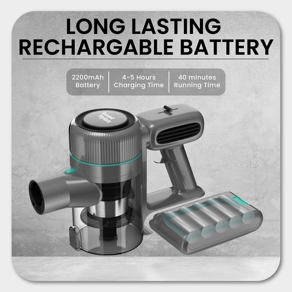 Russell Taylors 130W Cyclone Cordless Vacuum Cleaner V7 | Rechargable  Battery | 3 Power Mode | Powerful DC Motor | Vacuum Cleaner with 2 Year Warranty