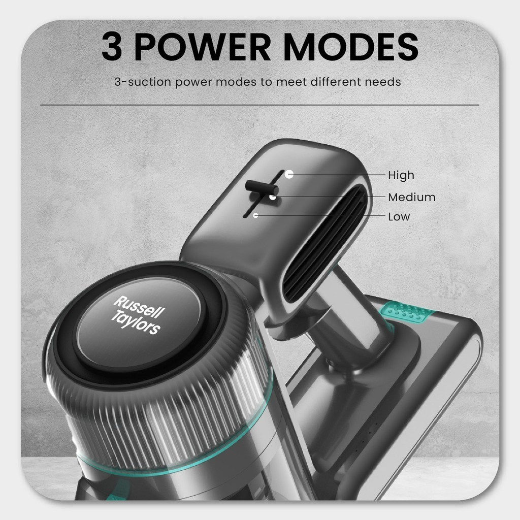 Russell Taylors 130W Cyclone Cordless Vacuum Cleaner V7 | Rechargable  Battery | 3 Power Mode | Powerful DC Motor | Vacuum Cleaner with 2 Year Warranty