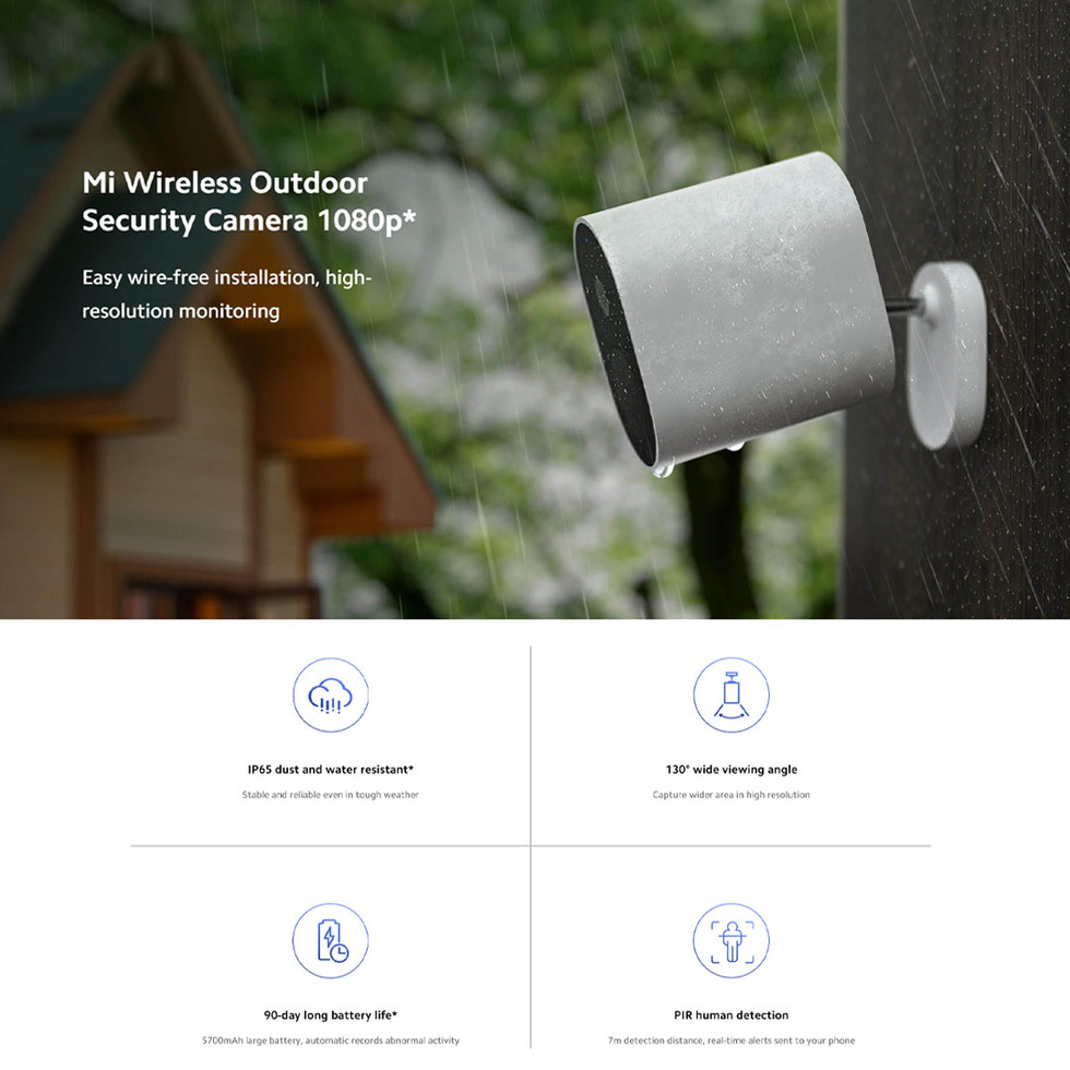 Xiaomi 1080P Mi Wireless Outdoor Security Camera Set MWC13 | PIR Human Detection | IP65 Dust and Water Resistant | WDR Technology + Smart Night Vision | Security Camera with 1 Year Warranty