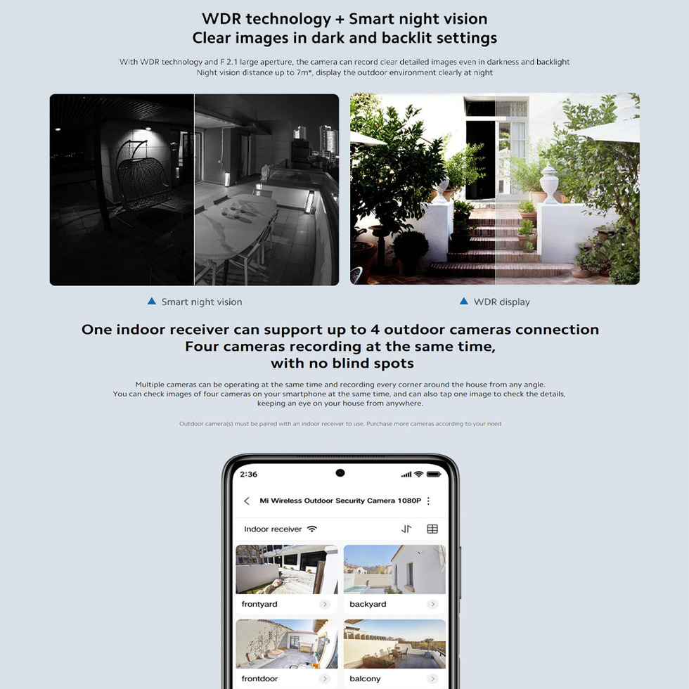 Xiaomi 1080P Mi Wireless Outdoor Security Camera Set MWC13 | PIR Human Detection | IP65 Dust and Water Resistant | WDR Technology + Smart Night Vision | Security Camera with 1 Year Warranty