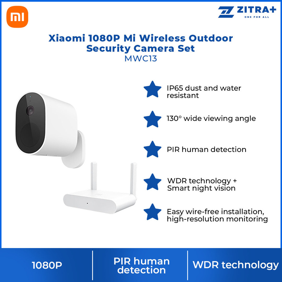 Xiaomi 1080P Mi Wireless Outdoor Security Camera Set MWC13 | PIR Human Detection | IP65 Dust and Water Resistant | WDR Technology + Smart Night Vision | Security Camera with 1 Year Warranty