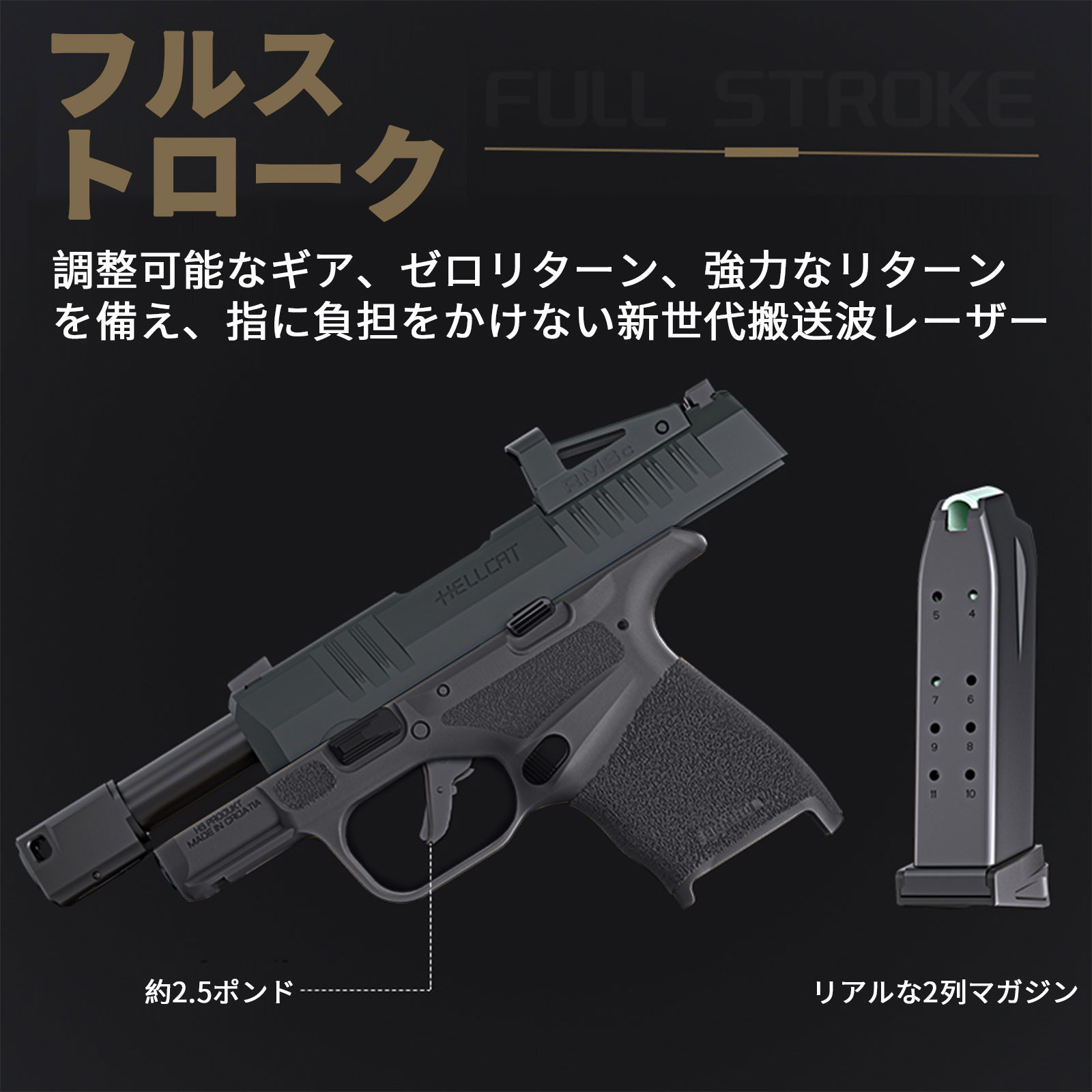スプリングフィールドHELL CAT コンパクト銃、フィンガーアクションブローバックトイガン