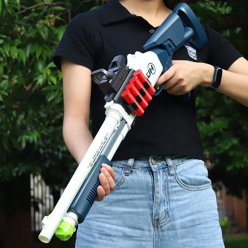 儿童款 XM1014 ショットガン風おもちゃトイガンモデル フォームブラスター (76cm)空気の運動エネルギーソフトバレットショットガン空薬莢排出デザイン [薬莢12個， 100 ソフトダーツ付き]