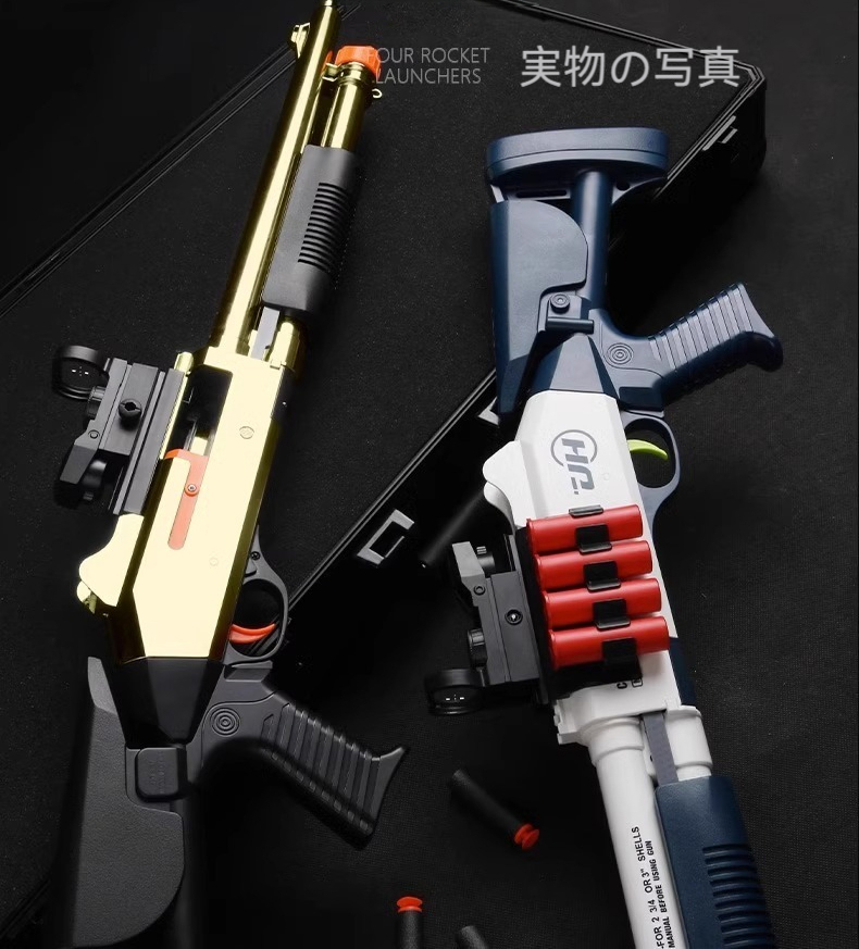 儿童款 XM1014 ショットガン風おもちゃトイガンモデル フォームブラスター (76cm)空気の運動エネルギーソフトバレットショットガン空薬莢排出デザイン [薬莢12個， 100 ソフトダーツ付き]