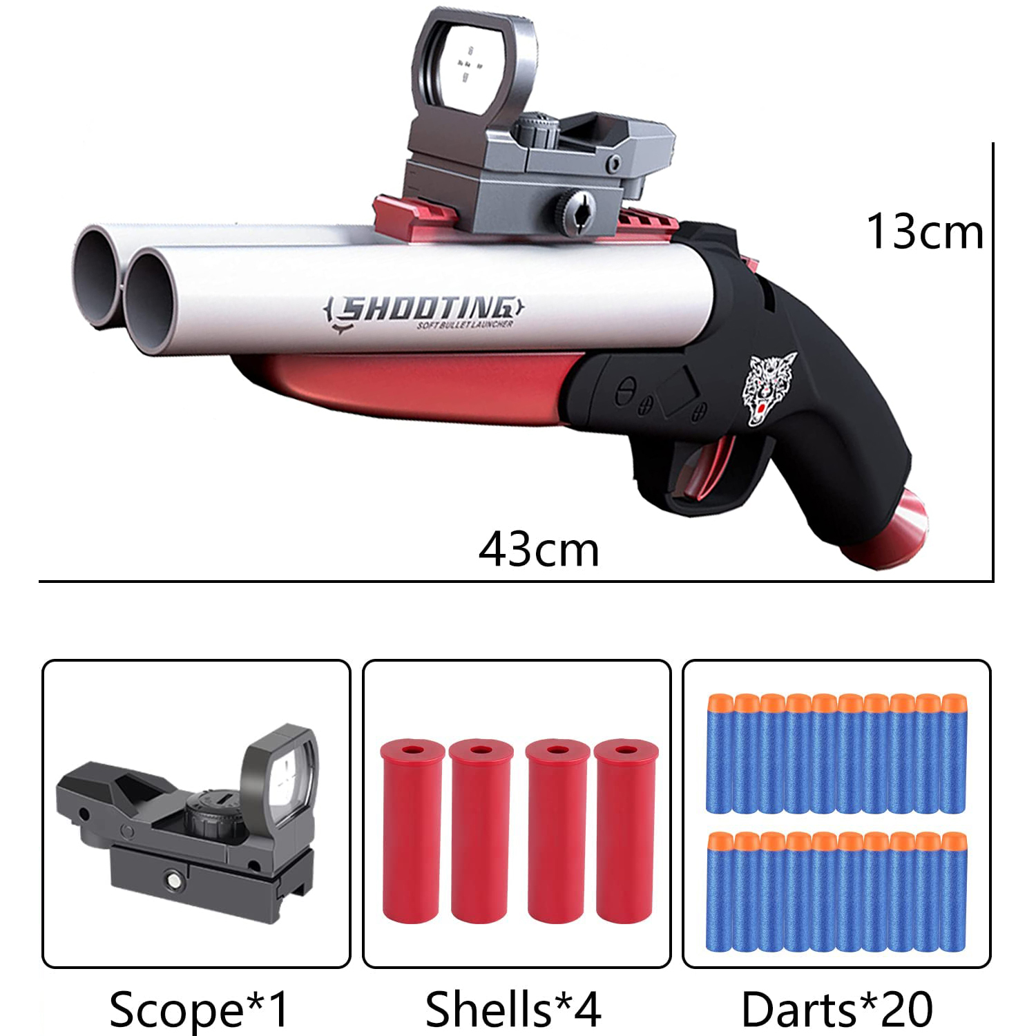 ショットガン風おもちゃ銃， ナーフ シリーズ ソフト弾 ，二連射上下二連元折式スポンジ弾 ， ショットガンエアガン散弾銃二連射
