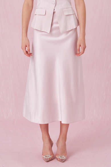 Chantele Pink Sateen A-Line Skirt
