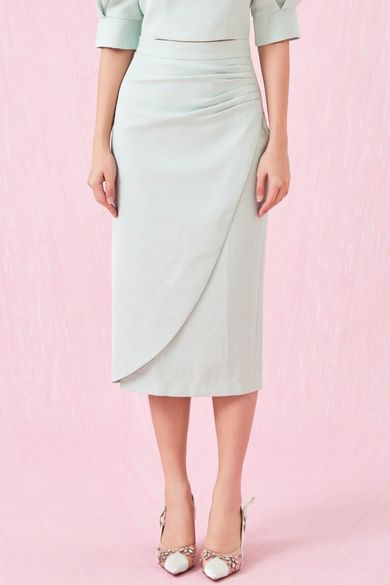 Gilian Light Green Midi Skirt With Slit