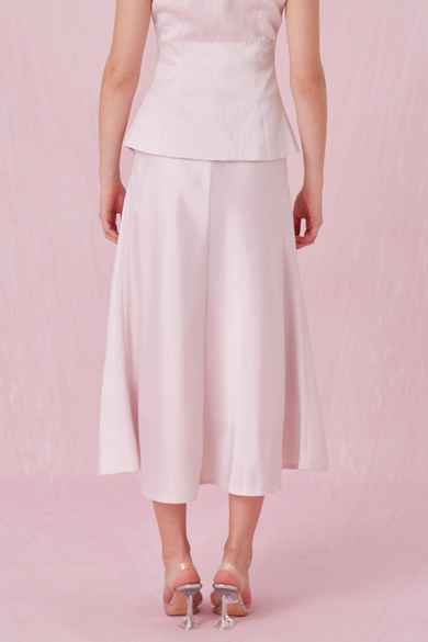 Chantele Pink Sateen A-Line Skirt