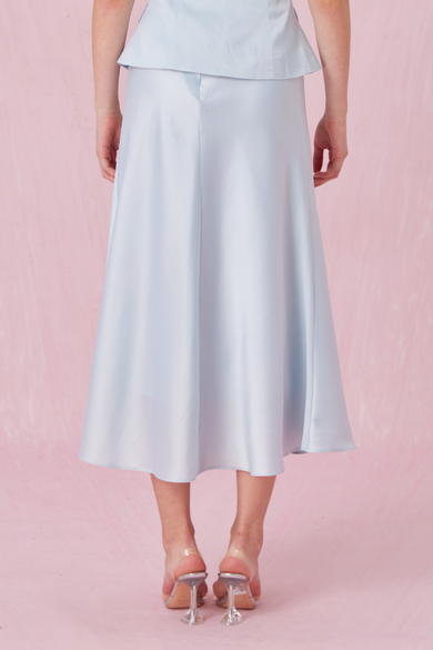 Chantele Blue Sateen A-Line Skirt