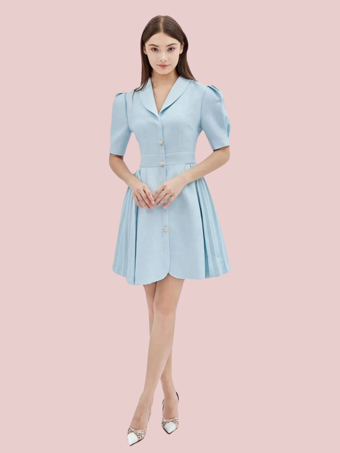 Adelaid Blue Tweed Dress