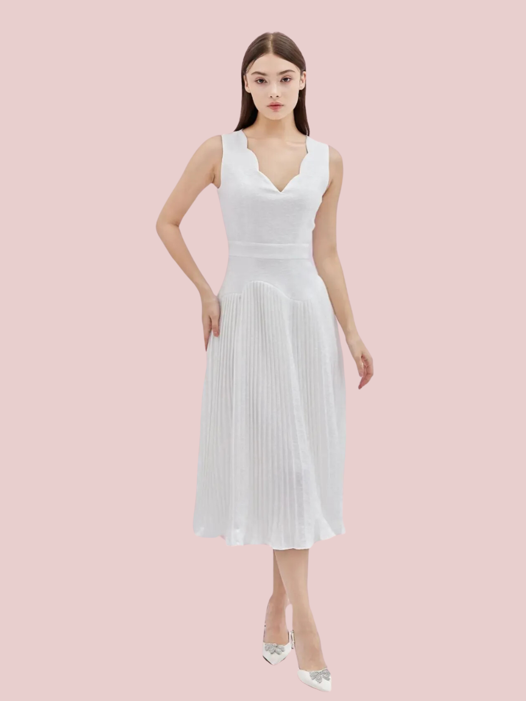 Glenys White Jacquard Dress