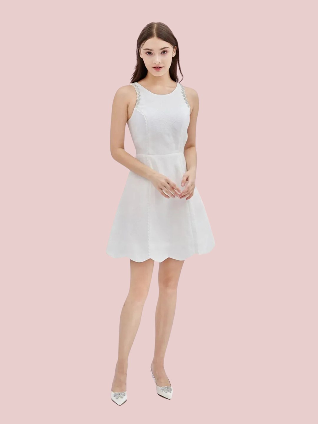 Alaina White Jacquard Dress