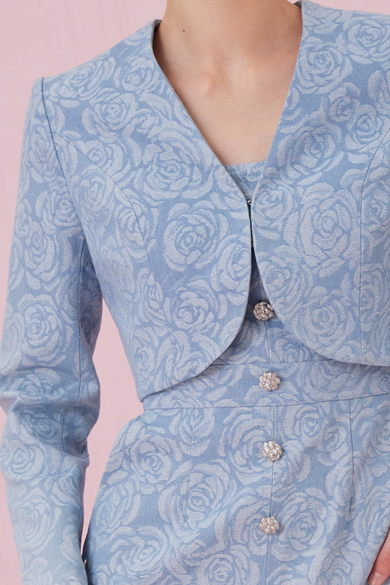 Chantle Rose Embos Light Blue Denim Jacket