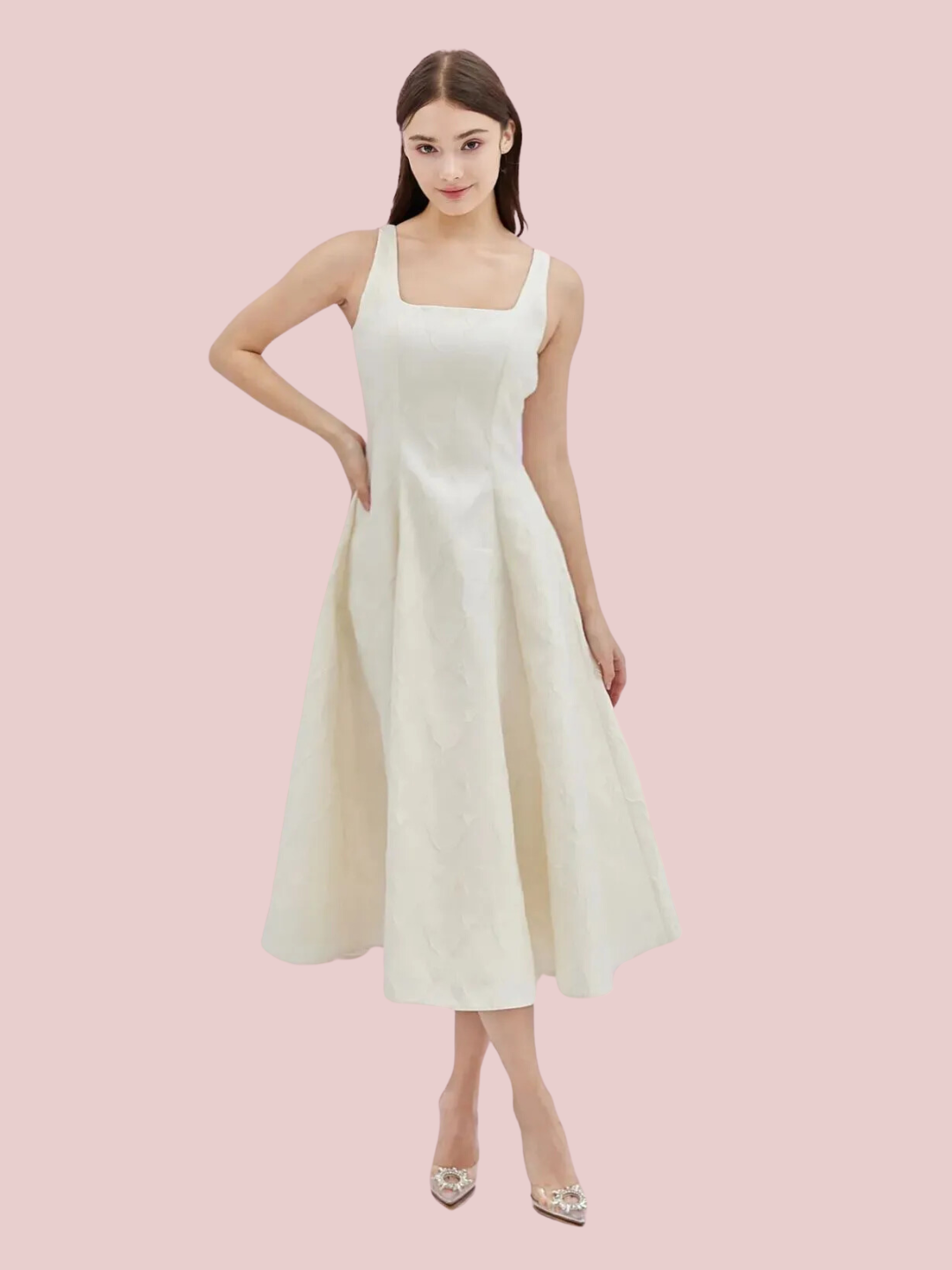 Gerrilyn Beige Open Back Dress