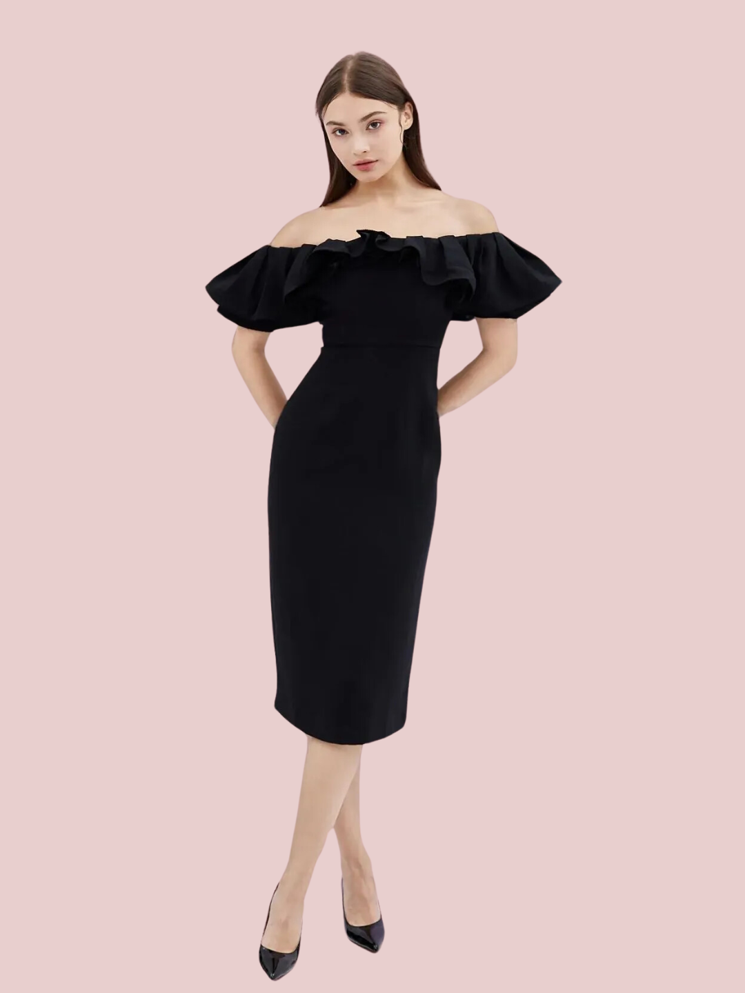 Gayleen Black Off-Shoulder Dress