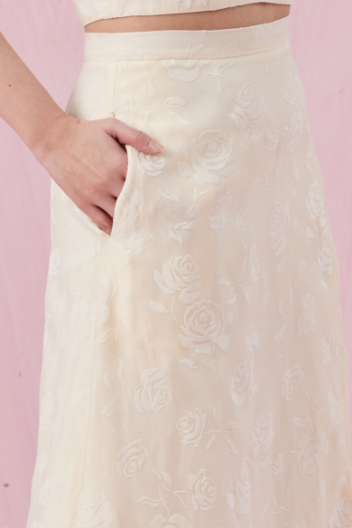 Charilynn Cream Rose A-Line Skirt