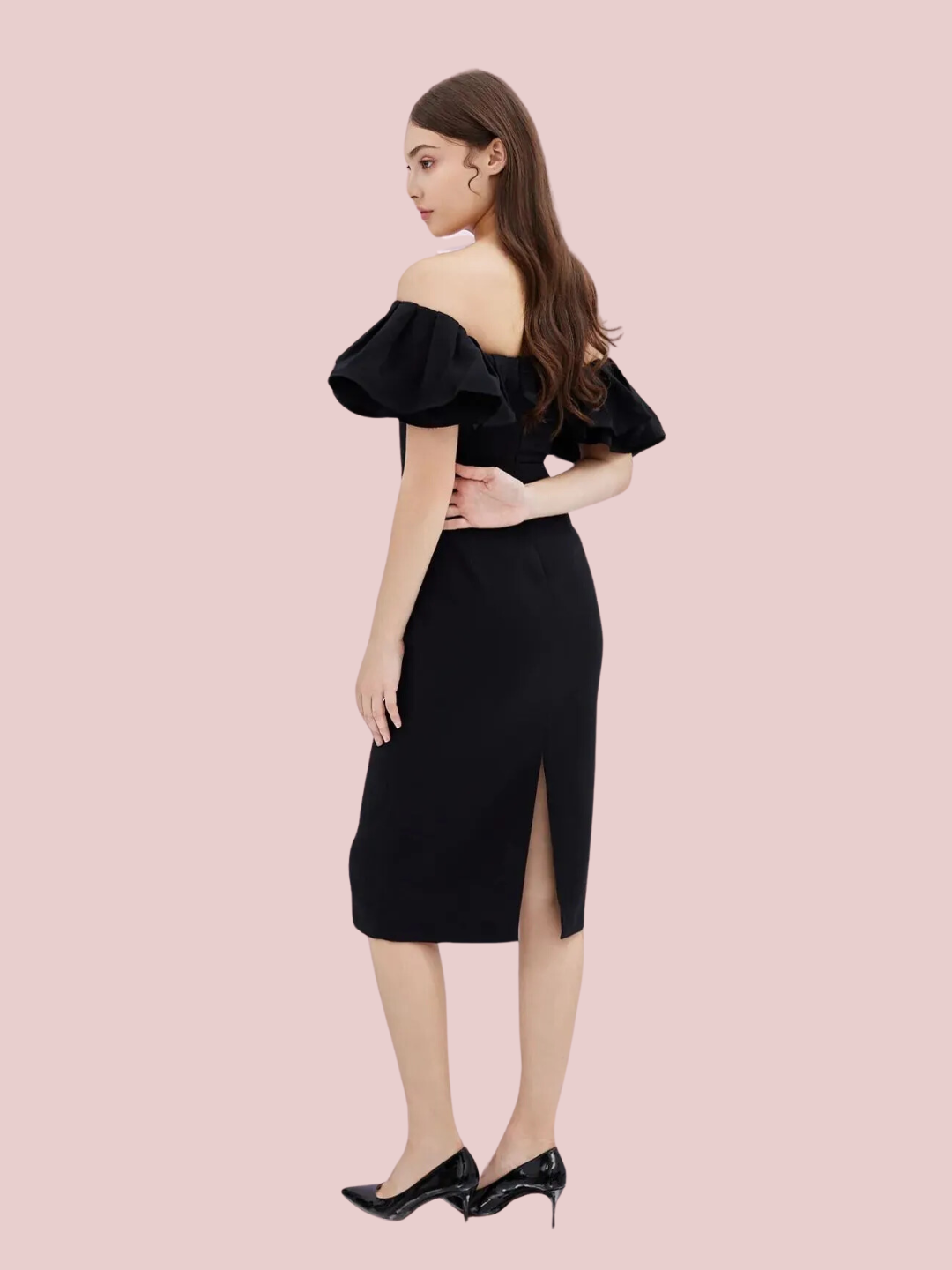 Gayleen Black Off-Shoulder Dress