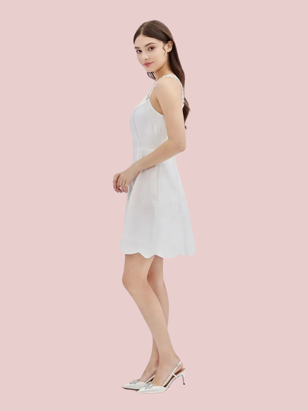 Alaina White Jacquard Dress