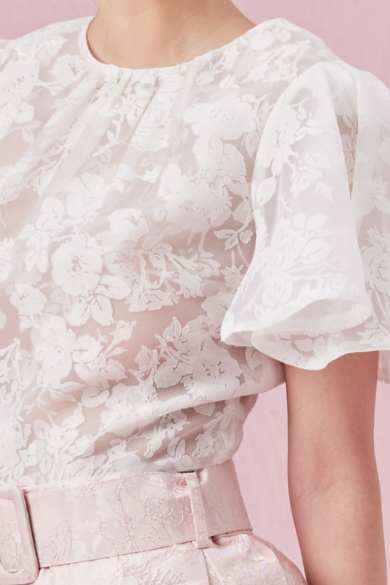 Channell White Rose Mesh Top
