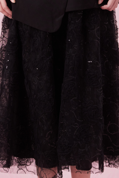 Chantasia Black Rose Lace A-Line Skirt