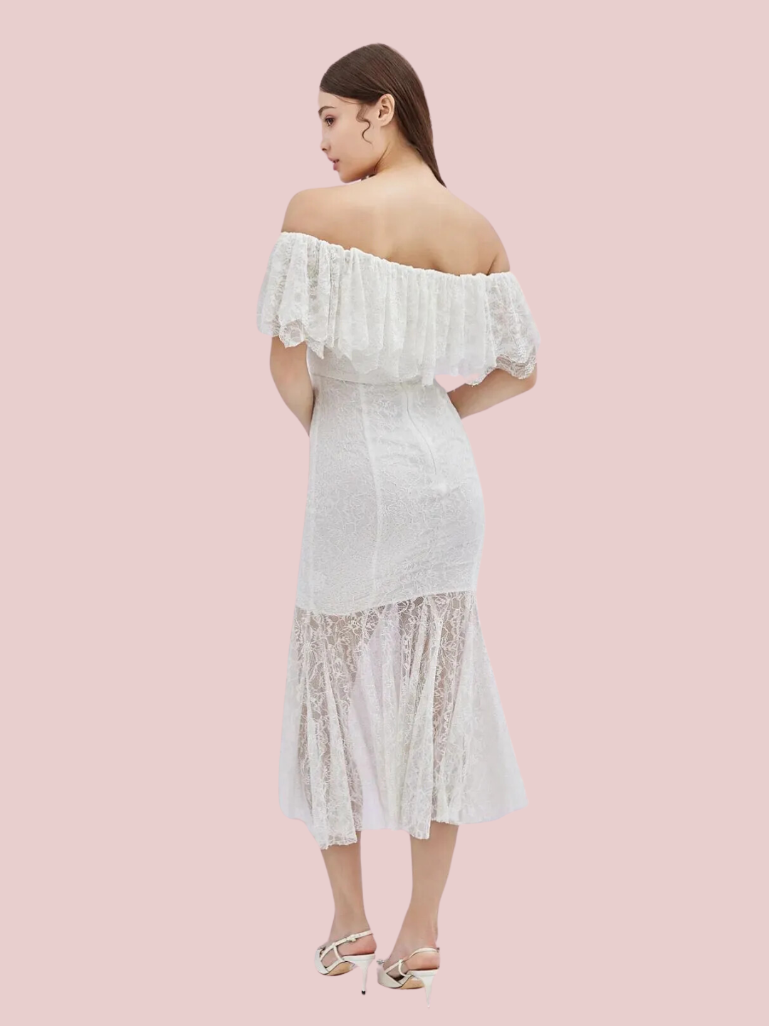 Geraldin White Lace Long Dress