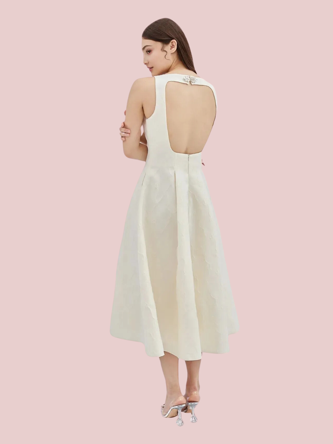 Gerrilyn Beige Open Back Dress