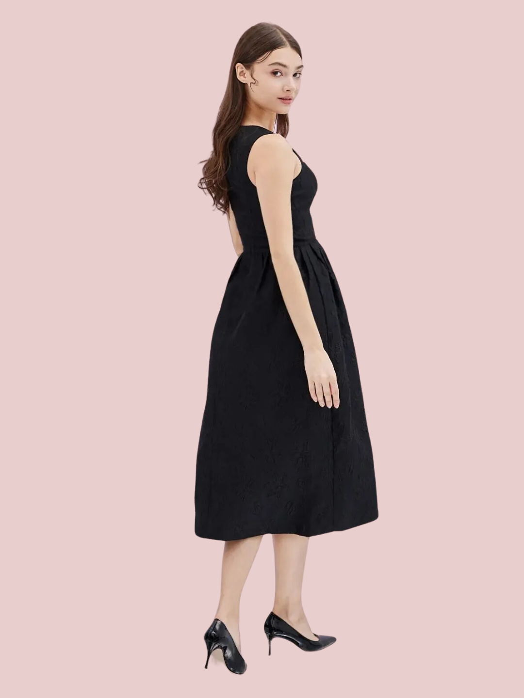 Garnet Black Tulip Jacquard Dress