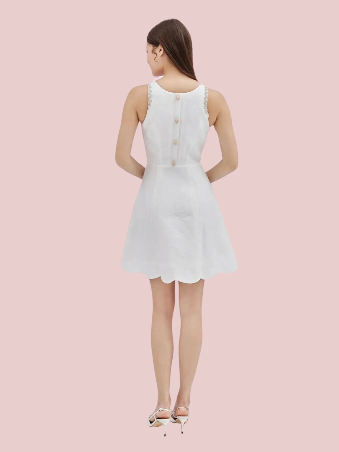 Alaina White Jacquard Dress