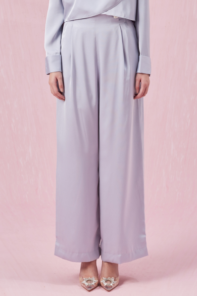 Chandal Blue Sateen Straight Pants