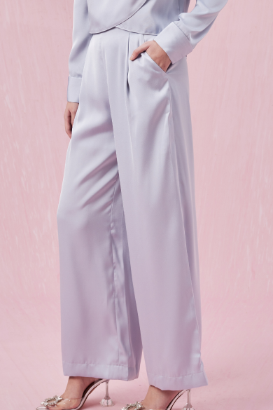 Chandal Blue Sateen Straight Pants