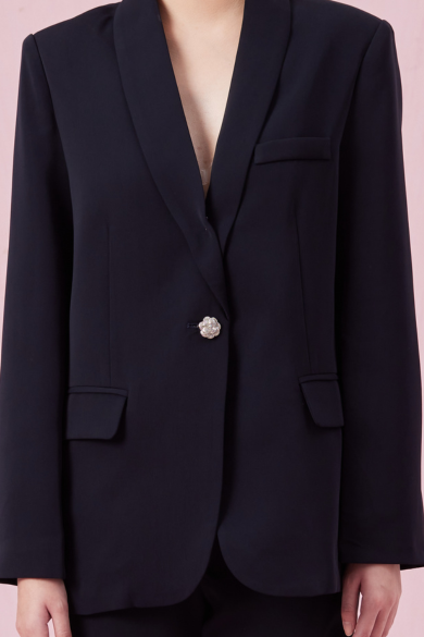 Chanteau Navy Shawl Collared Blazer