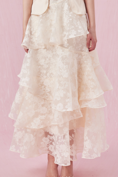 Chantiel Cream Rose Mesh Tier Skirt