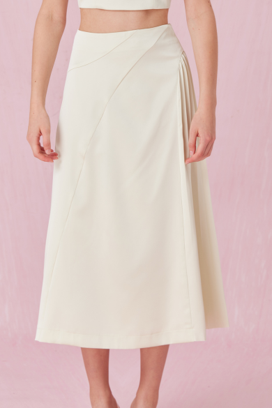 Cendrine Light Green Satin Pleated Skirt