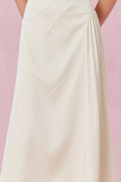 Cendrine Light Green Satin Pleated Skirt