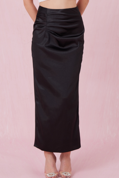 Chantez Black Sateen Skirt