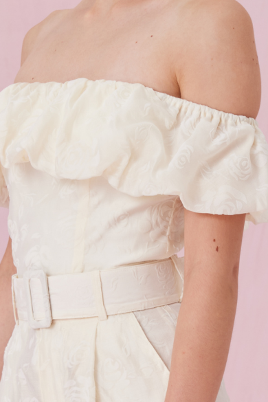 Chantall Cream Off Shoulder Puff Top