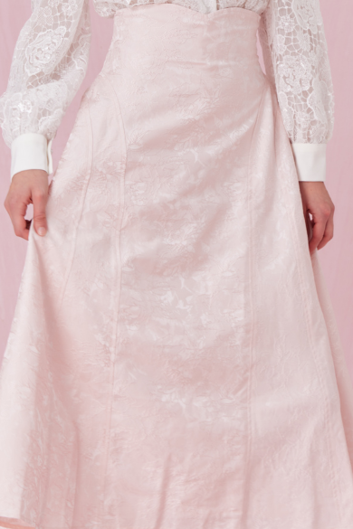 Chanele Pink Rose Jacquard A-Line Skirt