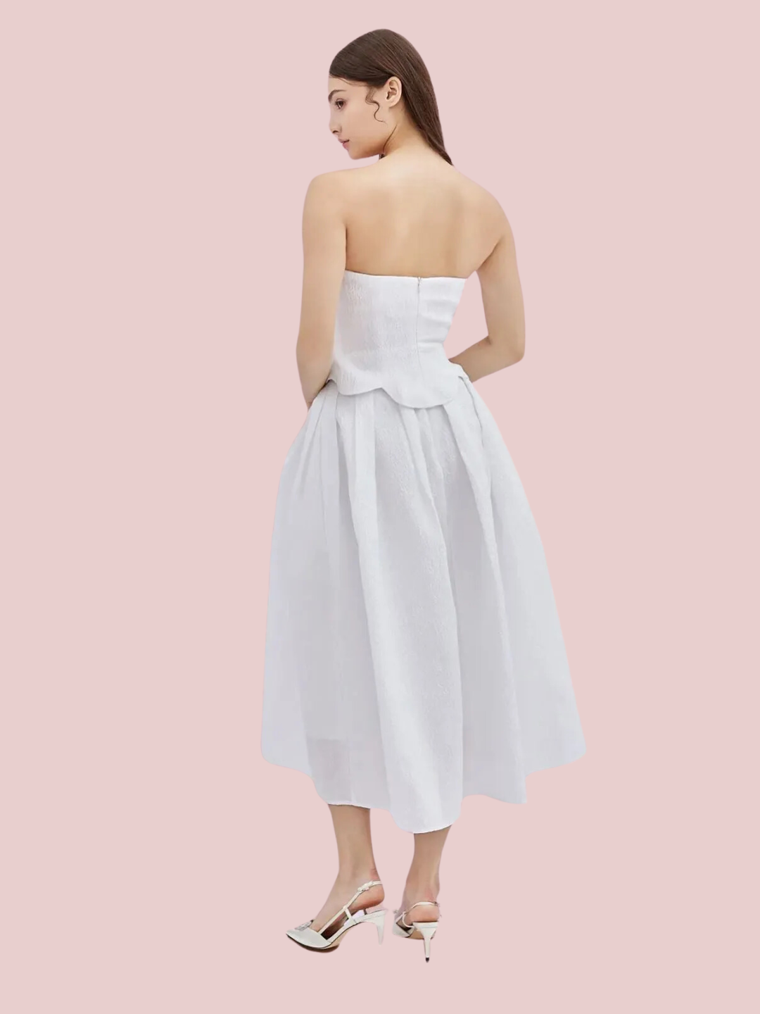 Lainey White Jacquard Long Skirt