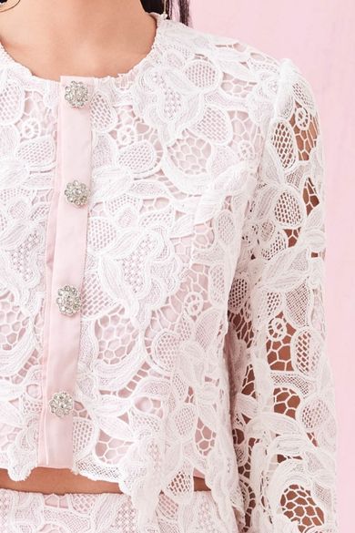 Gilly Pink Satin With Lace Jacket