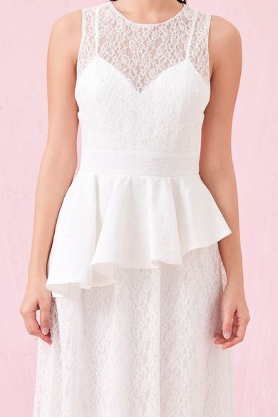 Annabell White Lace Peplum Dress