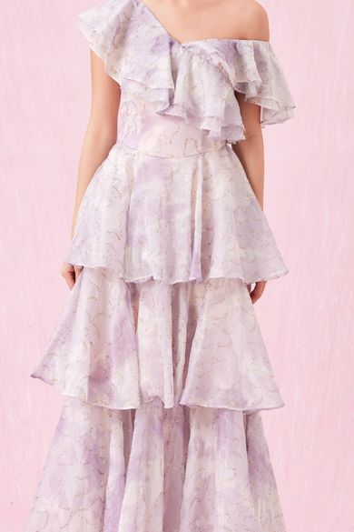 Gini Purple Sequin Tier Dress