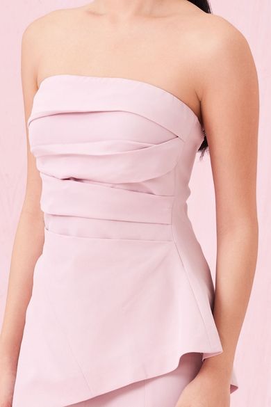 Azure Dusty Pink Satin Pleated Top