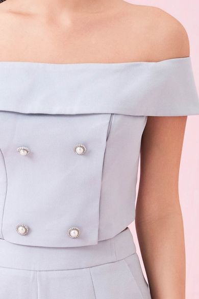 Arnett Slate Blue Off Shoulder Top