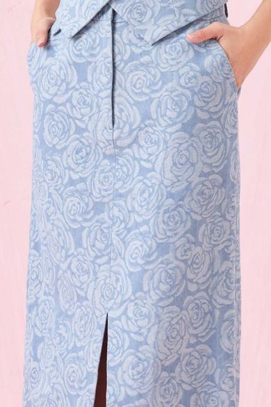 Cerrita Rose Embos Blue Denim Skirt