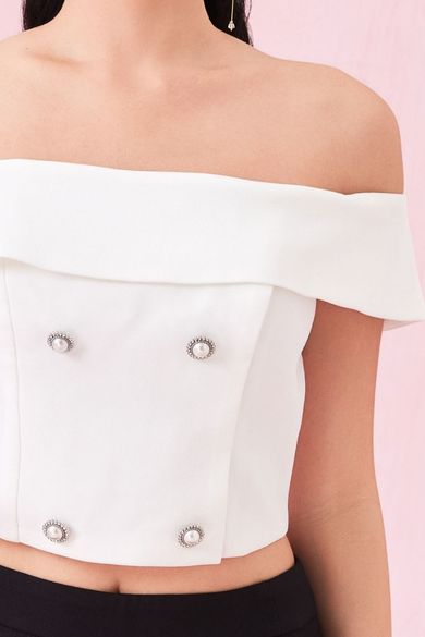 Arnett White Off Shoulder Top