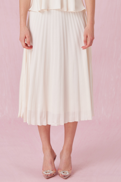 Arlet Cream Pleated A-Line Skirt